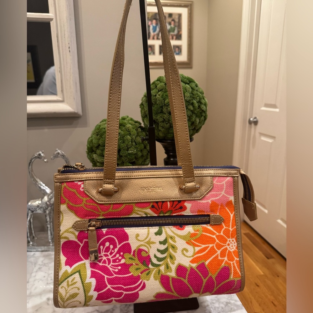 Spartina 449 - Carson Cottage Bella Shoulder Bag - EUC Canvas/Leather